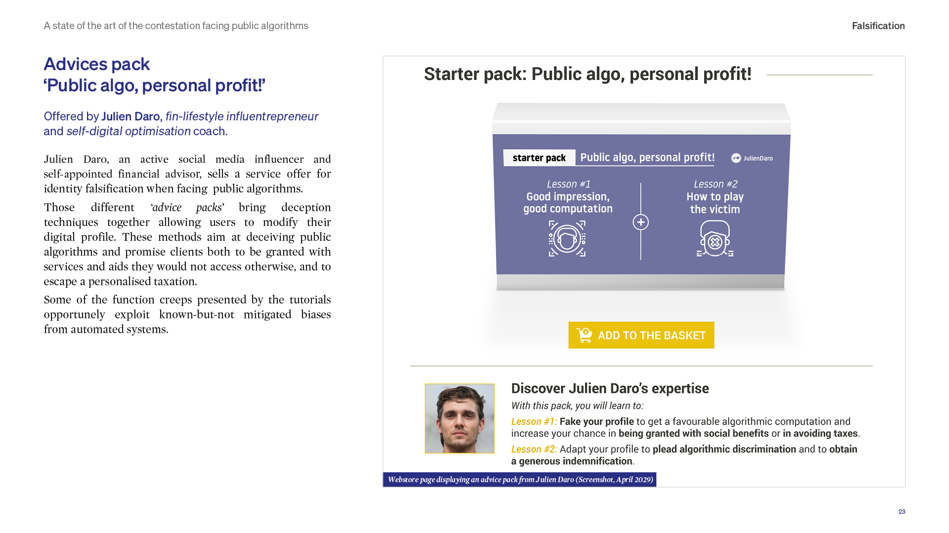 Advices pack ‘Public algo, personal profit!’